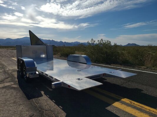 2025 JIMGLO Trailers Ego Tilt Bed Car Trailer 7 jimglo ego tilt bed aluminum trailer with storage box lid open