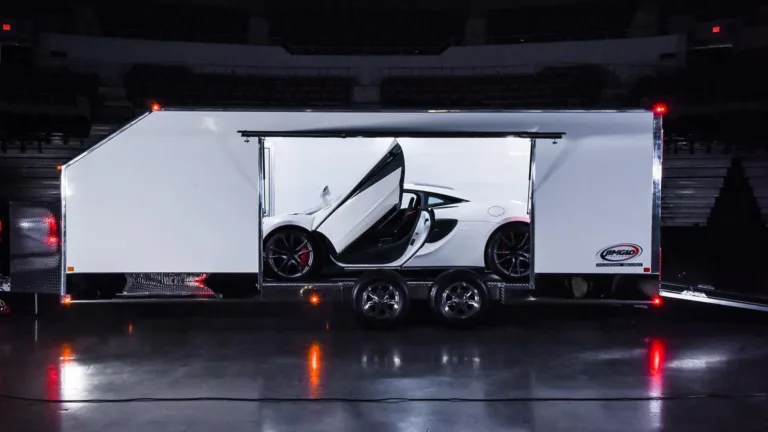 Ford GT inside Jimglo enclosed car trailer